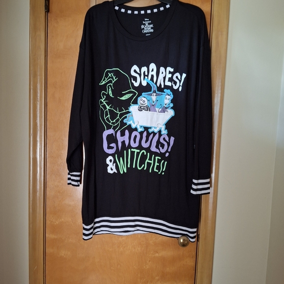Halloween Nightmare Before Christmas Womens Pajama Shirt Size L 12-14 - Picture 1 of 8